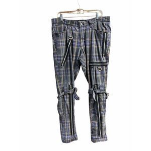 Tripp NYC Daang Goodman Plaid Goth Punk Zipper Pants Sz 34/32